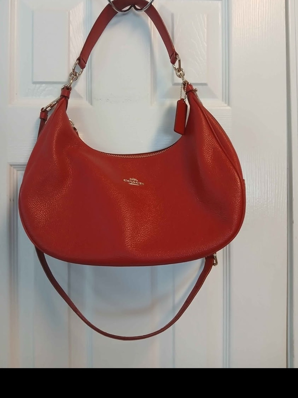 Coach Red Pebbled Leather Hobo with Gold Hardware - Picture 2 of 2